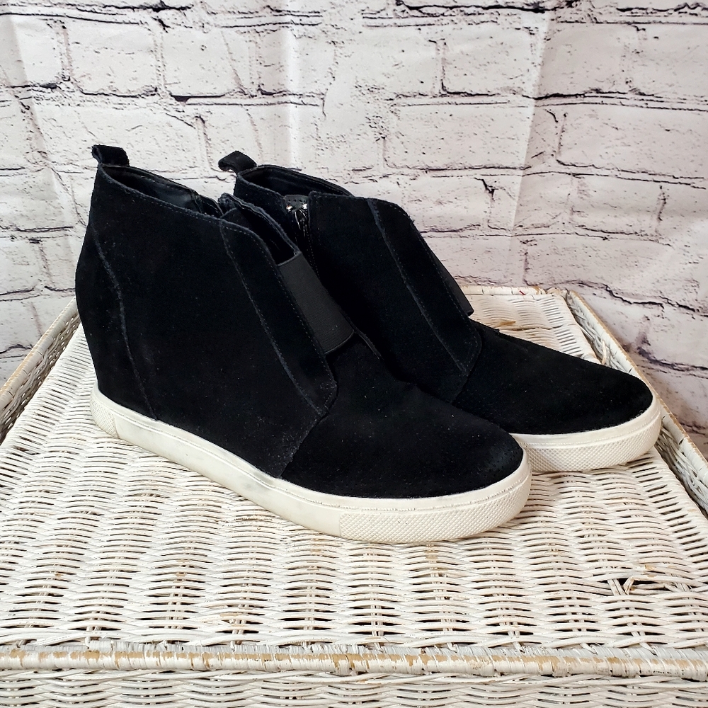 Steve Madden Women's Black Suade Leather Wedge Sneakers Size 11